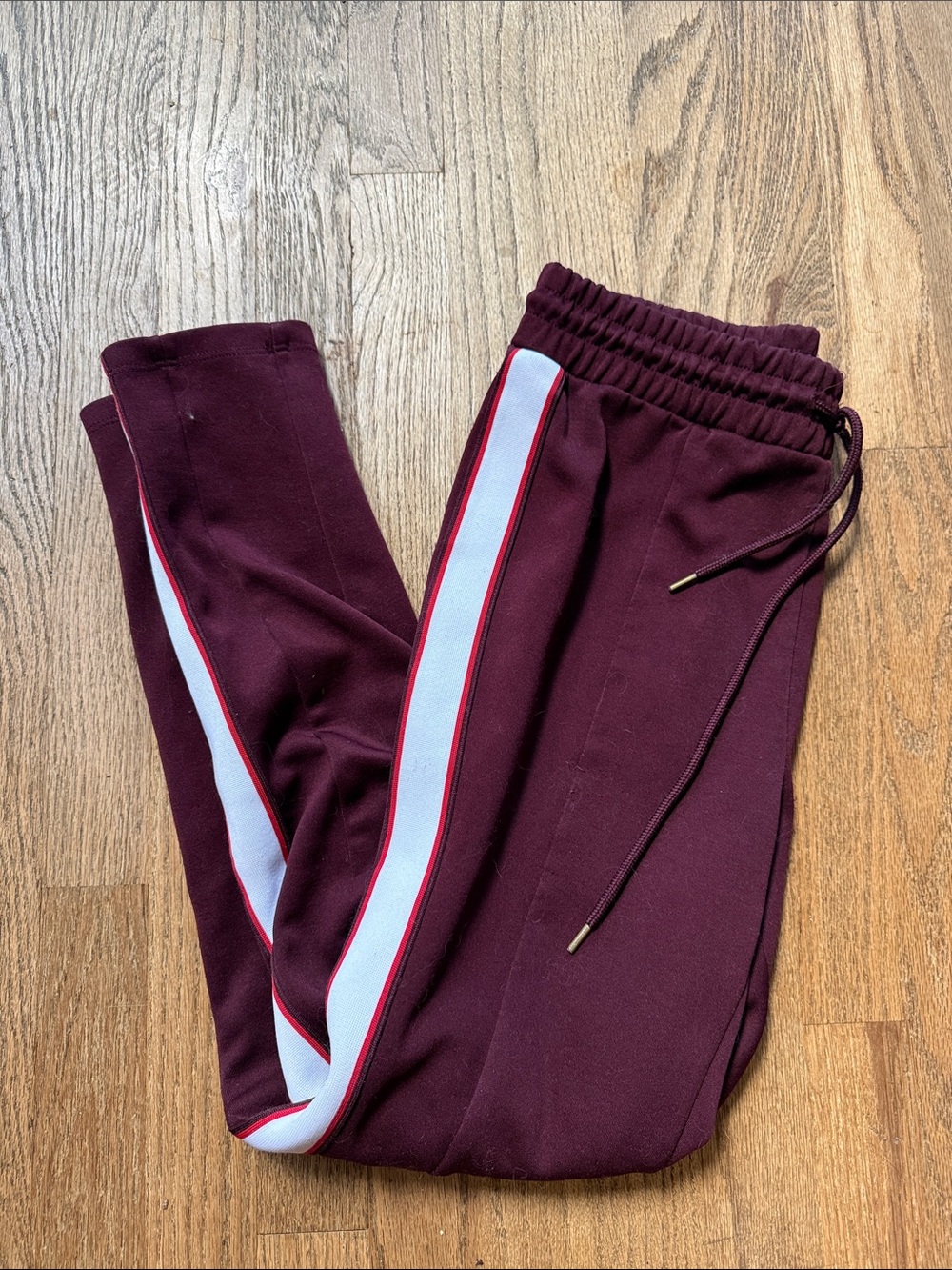 Burgundy Track Pants with Side Stripe XS